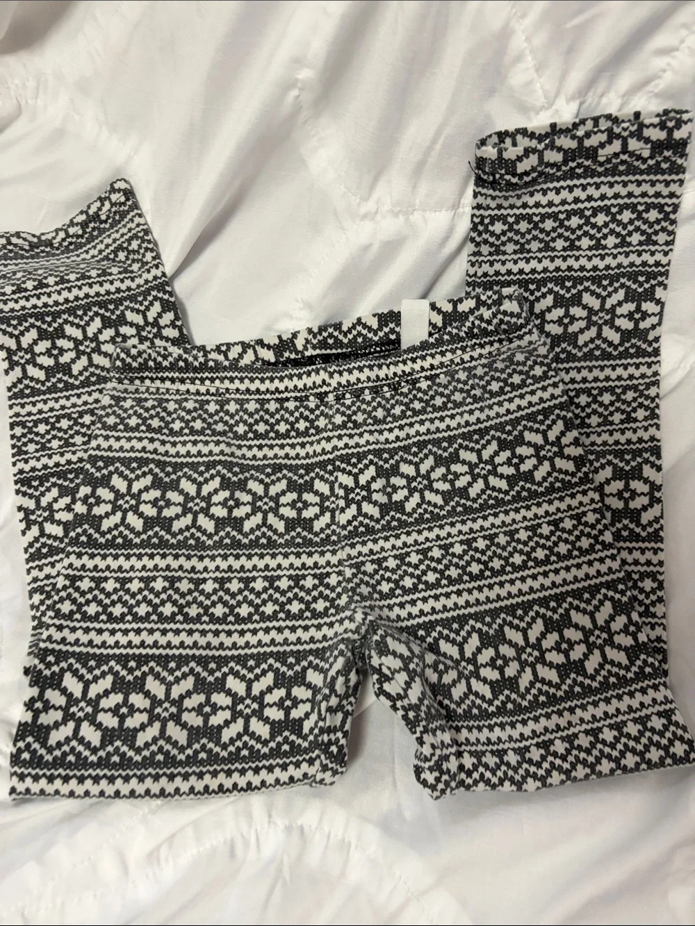 Kirkland Signature Black & White Fair Isle Kids Leggings
